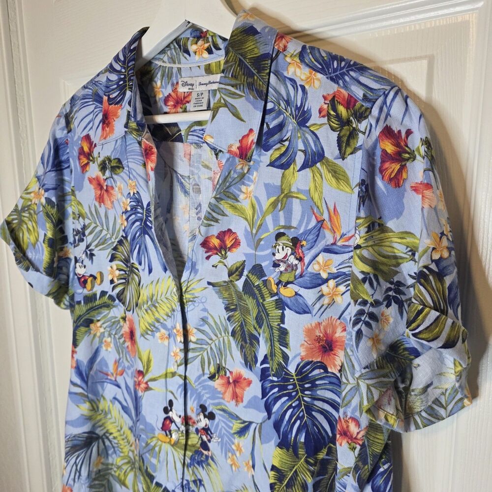 Disney Tommy Bahama Shirt Top Womens Small Jungle Jubilee Mickey Minnie Linen